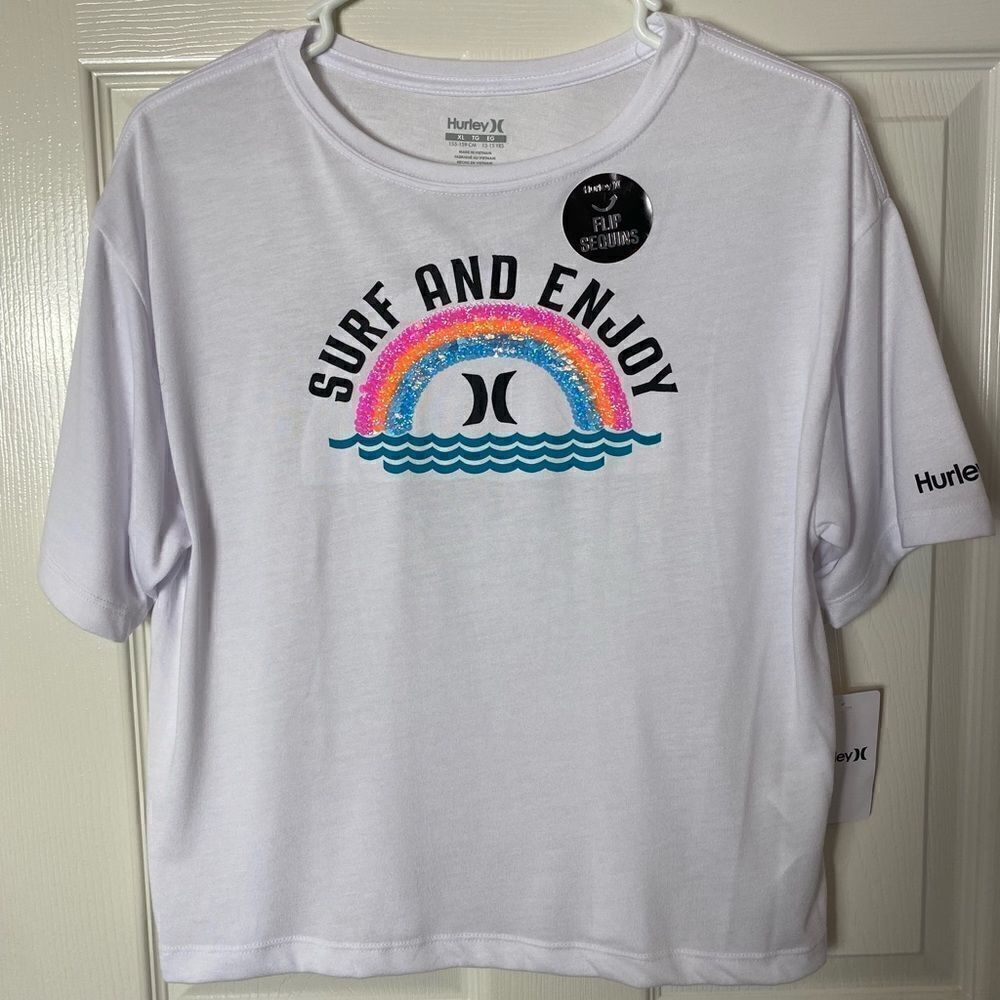 HURLEY Girl's Rainbow Top with Flip Sequins
